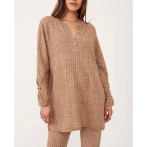 Intimately Free People Around the Clock Oversized Ribbed Knit Sweater Sz Small